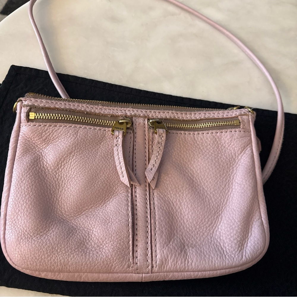 Pink Leather Crossbody Bag